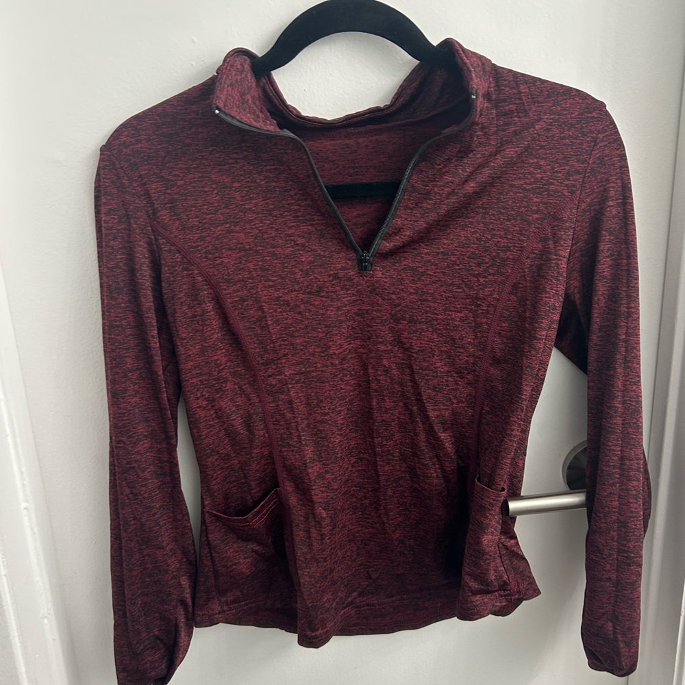 Women's Maroon Quarter-Zip workout top